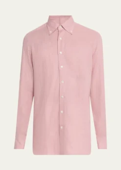 100HandsMen's Limited Edition Rosewood Linen Sport Shirt