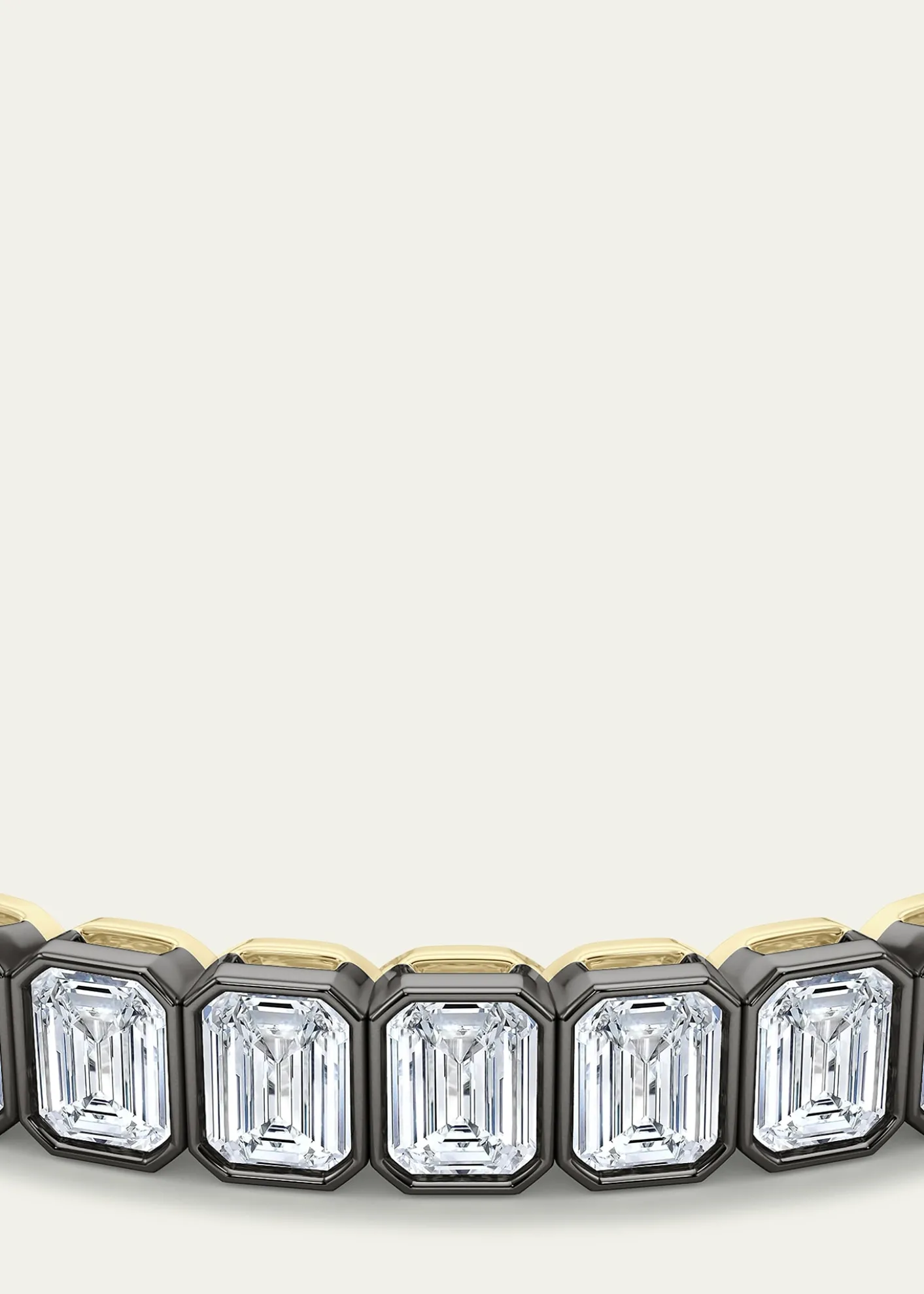 HauteCarat18K Emerald Cut Bezel Lab Grown Diamond Tennis Bracelet