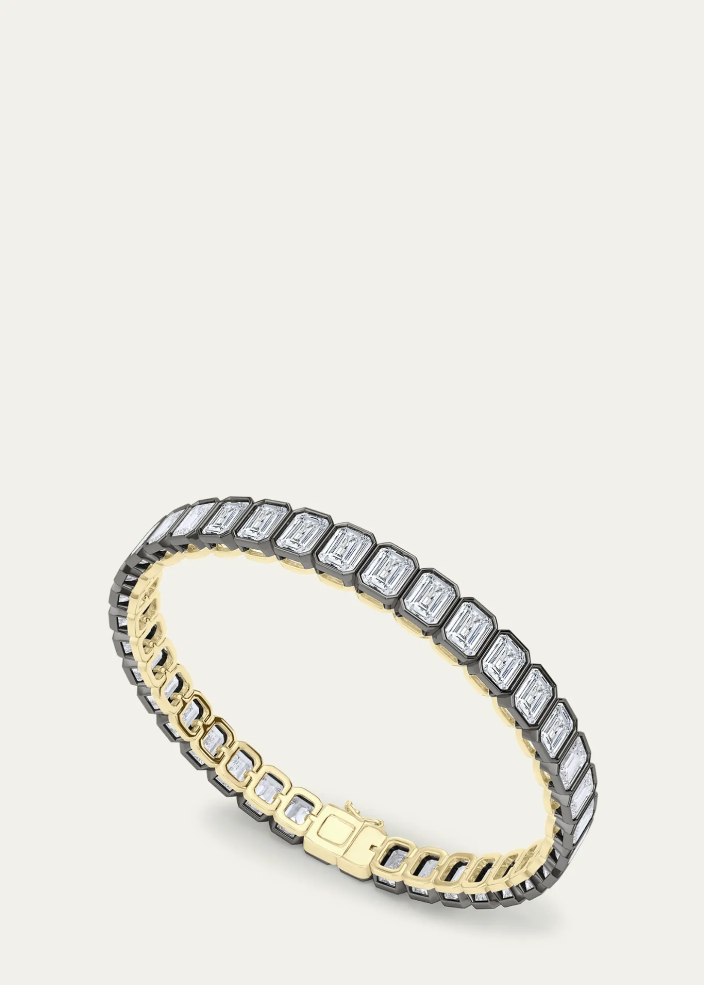 HauteCarat18K Emerald Cut Bezel Lab Grown Diamond Tennis Bracelet