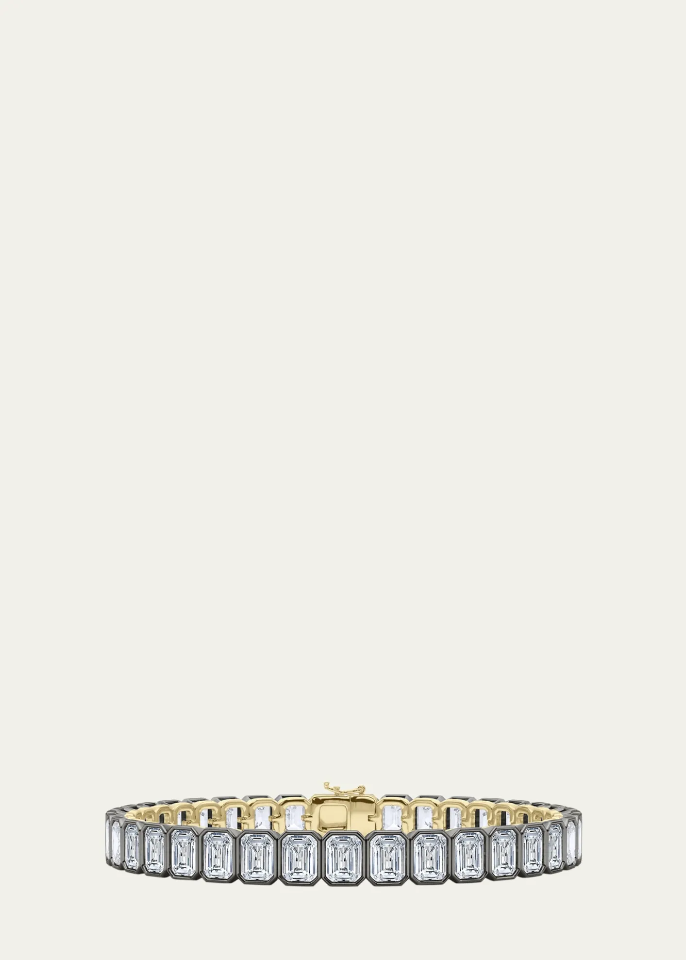 HauteCarat18K Emerald Cut Bezel Lab Grown Diamond Tennis Bracelet
