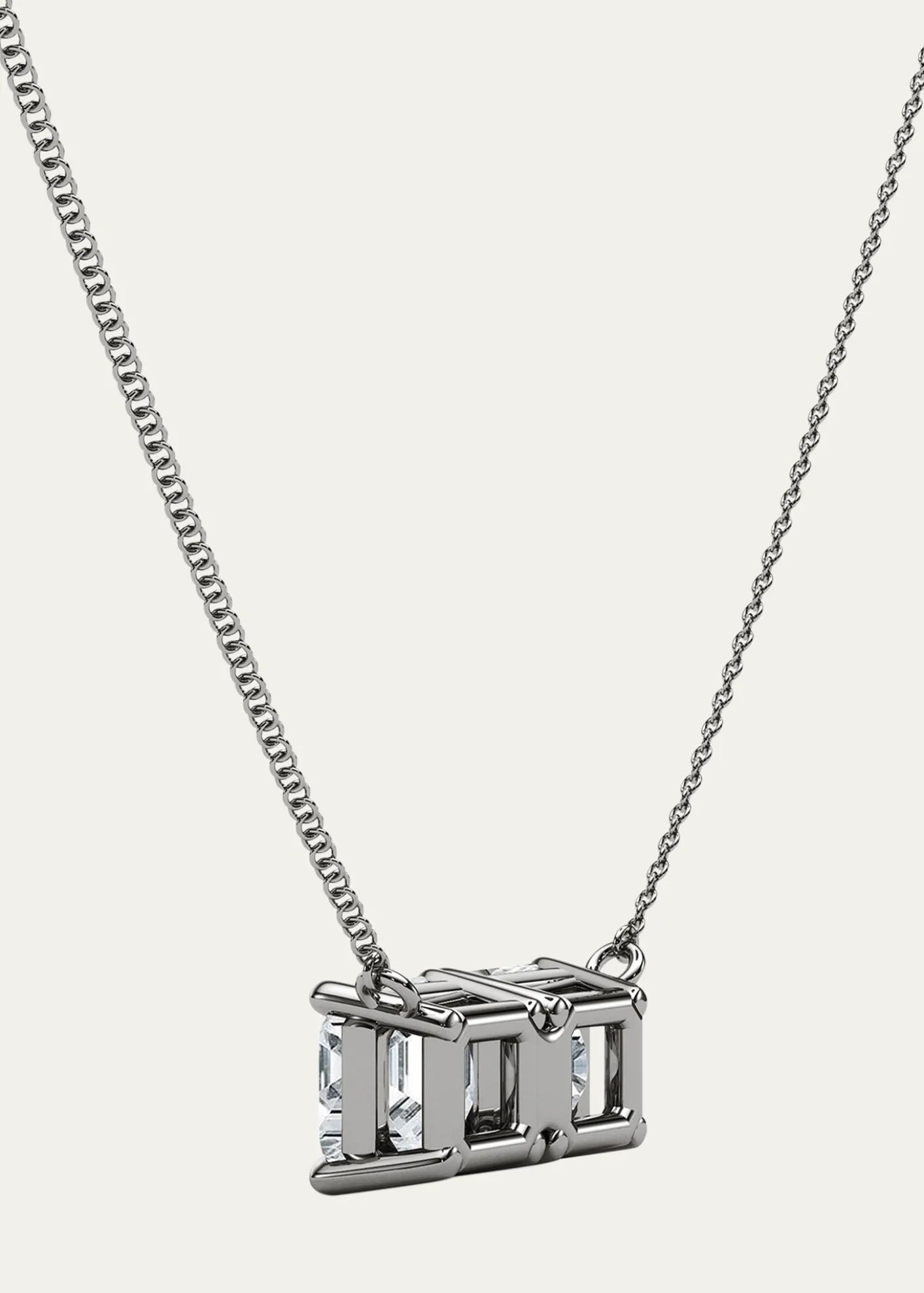 HauteCarat18K Asscher Lab Grown Diamond Twin Necklace