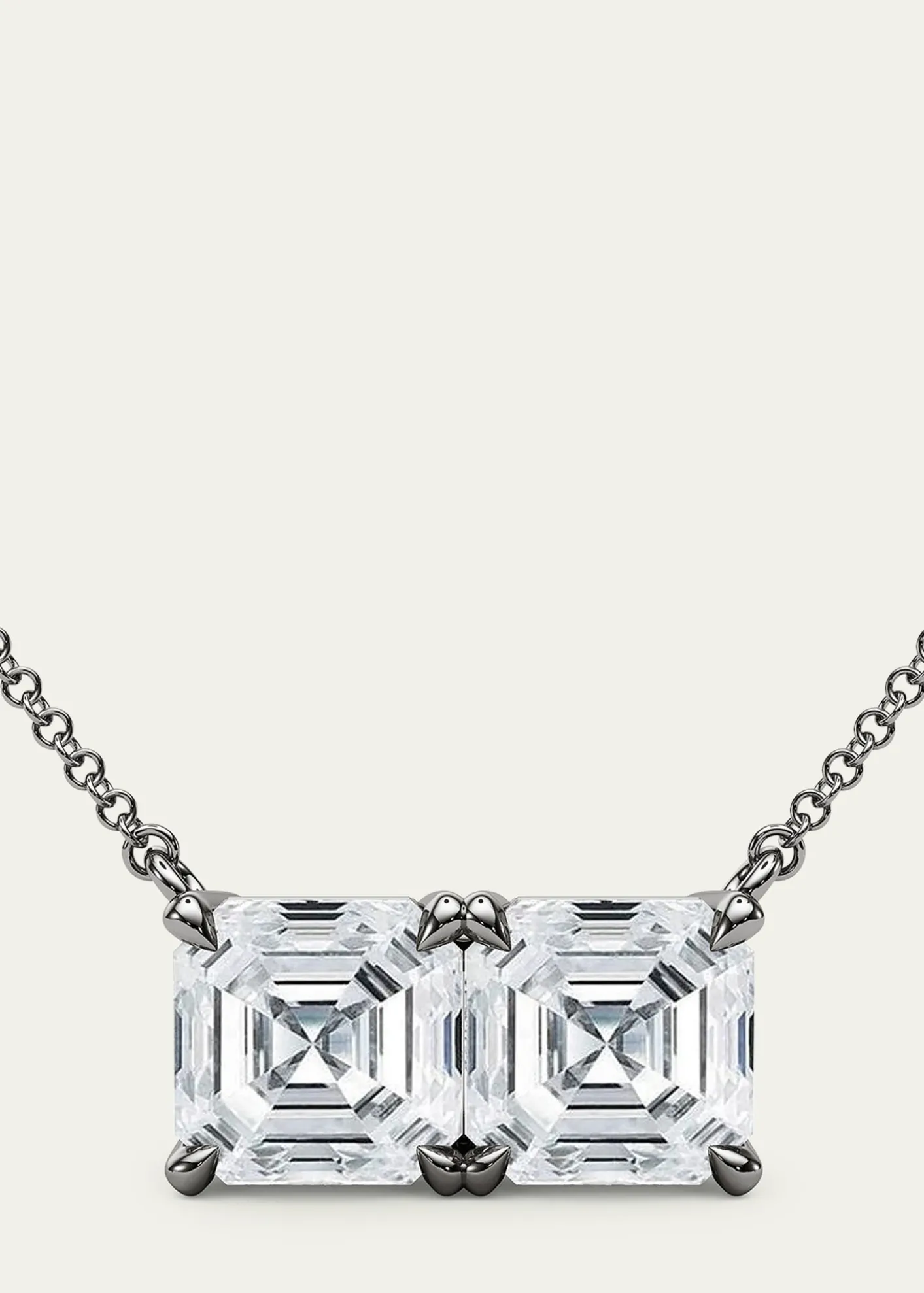 HauteCarat18K Asscher Lab Grown Diamond Twin Necklace