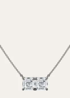 HauteCarat18K Asscher Lab Grown Diamond Twin Necklace