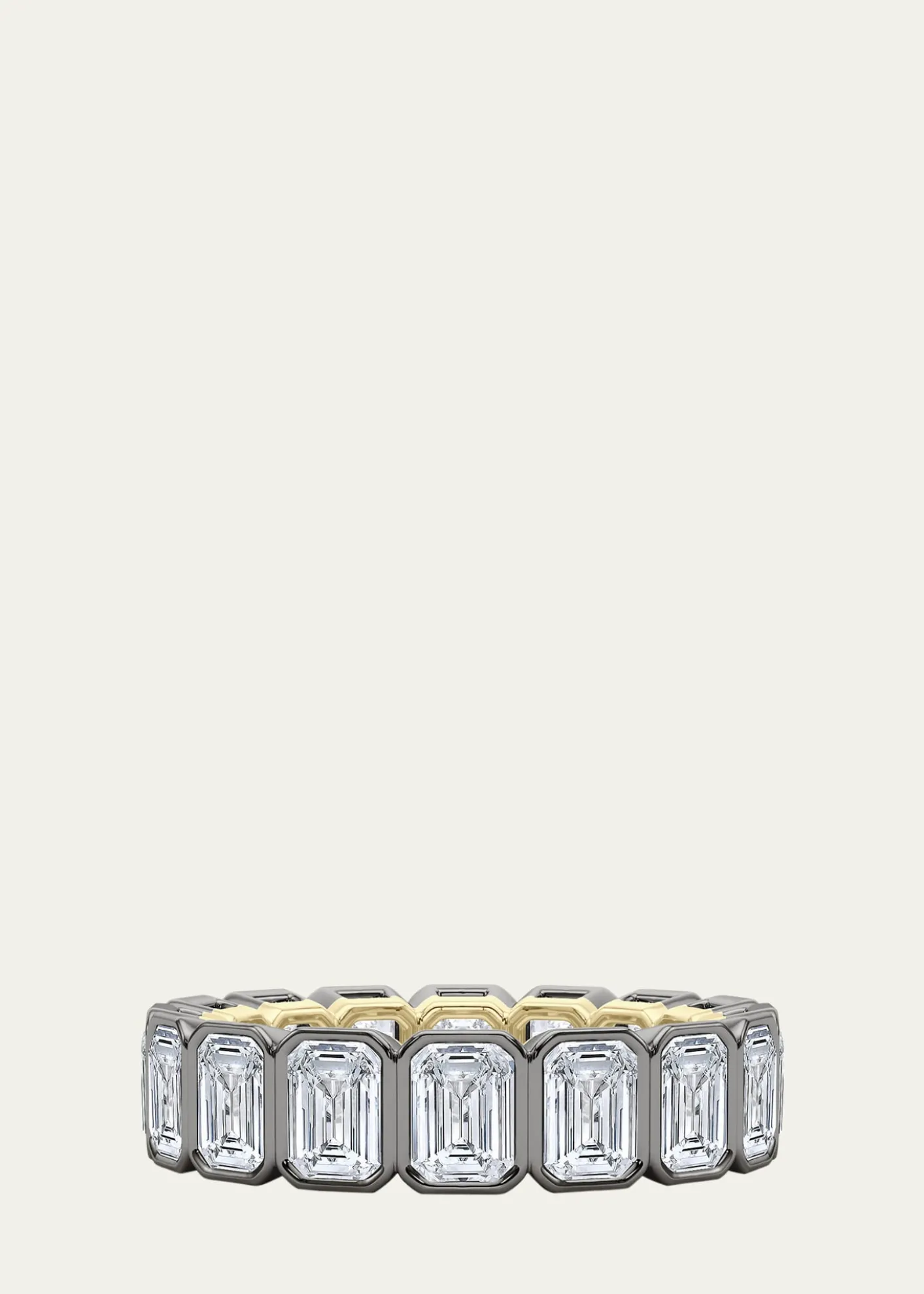 HauteCarat18K Emerald Cut Bezel Lab Grown Diamond Eternity Band, 9.0tcw