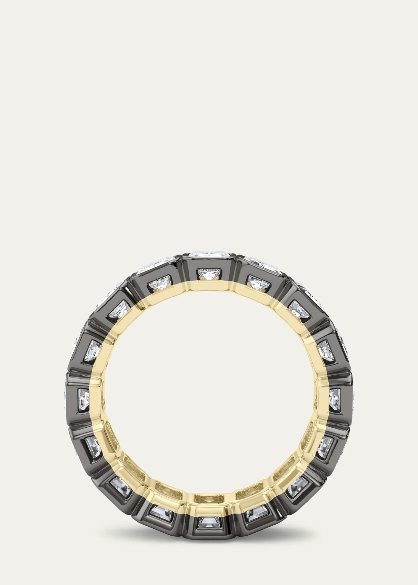 HauteCarat18K Emerald Cut Bezel Lab Grown Diamond Eternity Band, 9.0tcw