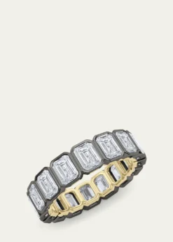 HauteCarat18K Emerald Cut Bezel Lab Grown Diamond Eternity Band, 6.6tcw