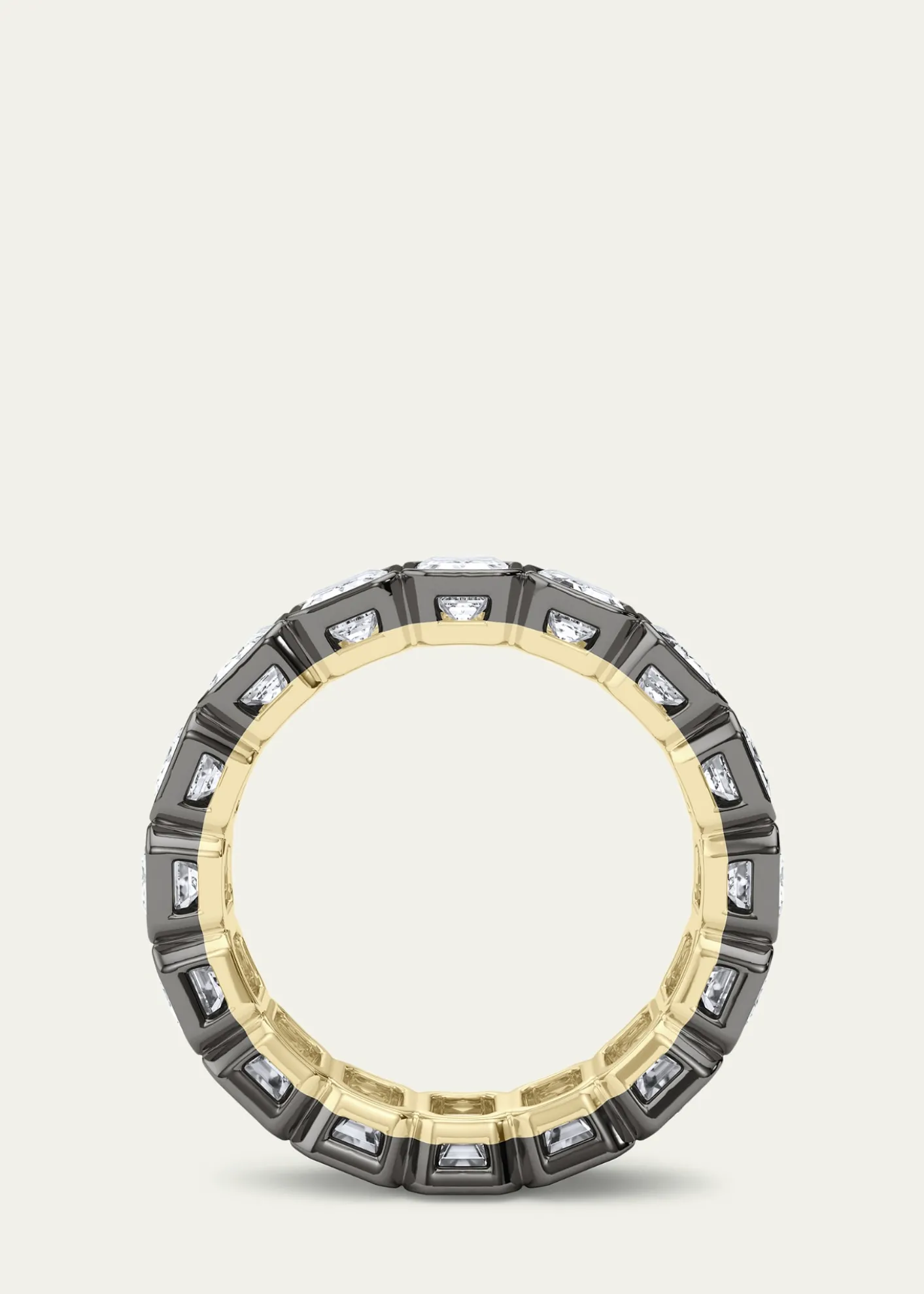 HauteCarat18K Emerald Cut Bezel Lab Grown Diamond Eternity Band, 6.6tcw