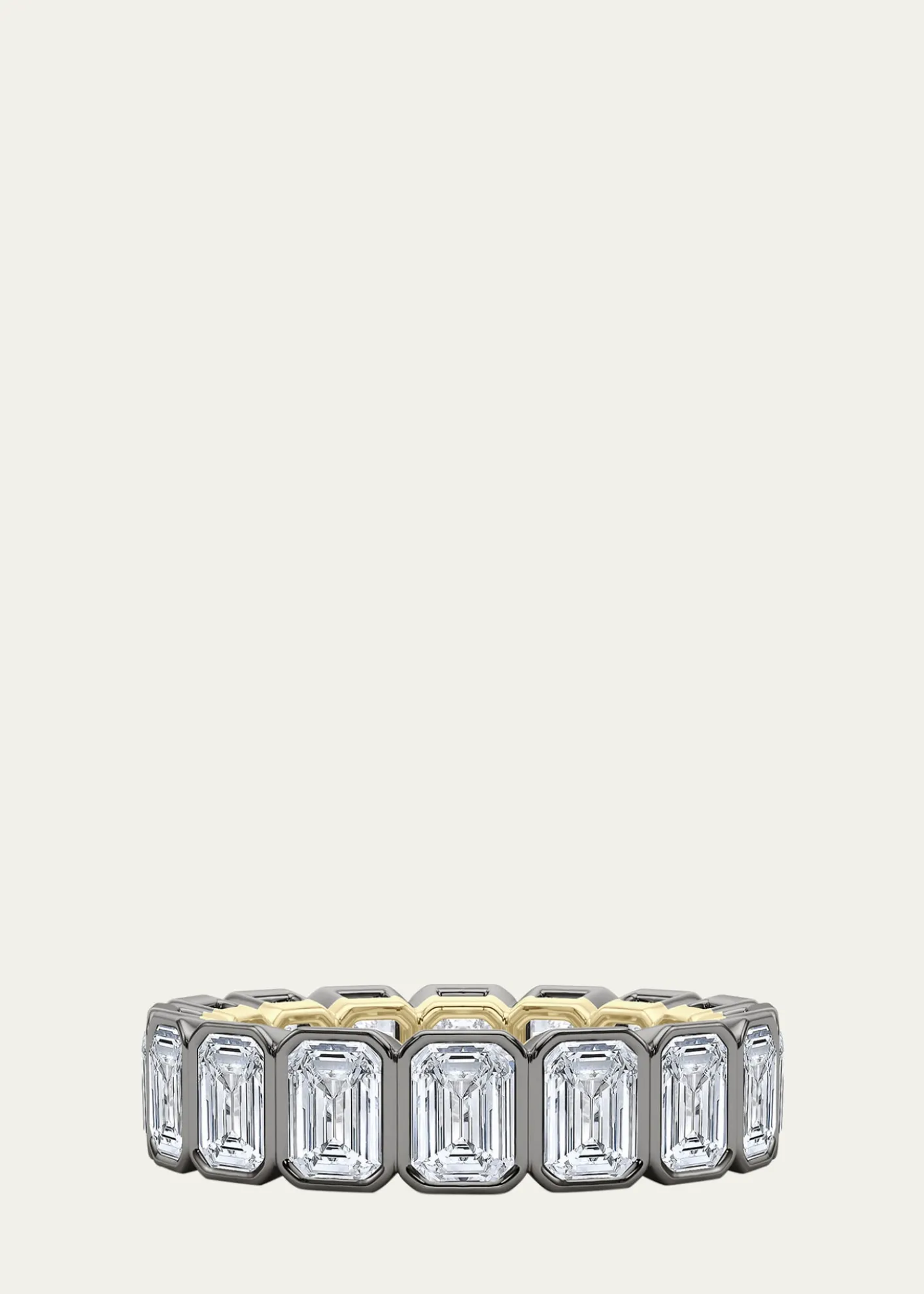 HauteCarat18K Emerald Cut Bezel Lab Grown Diamond Eternity Band, 6.6tcw
