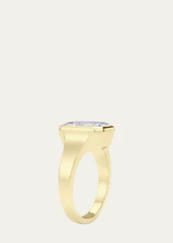HauteCarat18K Emerald Cut Lab Grown Diamond Cigar Bezel Ring, 2.0tcw