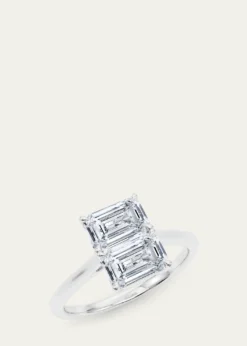 HauteCarat18K Emerald Lab Grown Diamond East-West Twin Ring