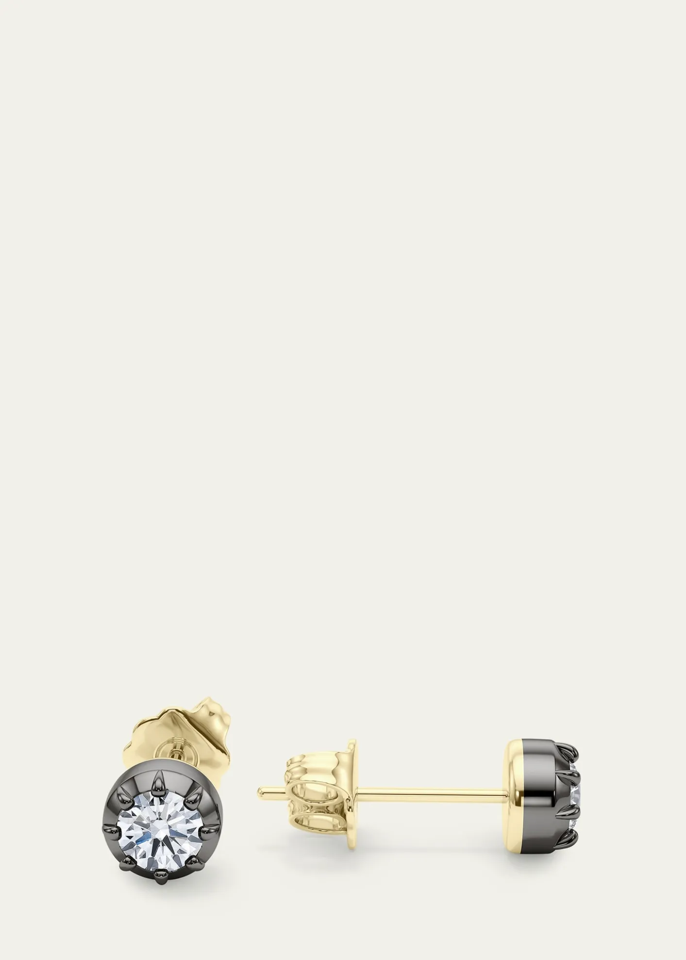 HauteCarat18K Georgian Cut Lab Grown Diamond Stud Earrings, 2.0tcw