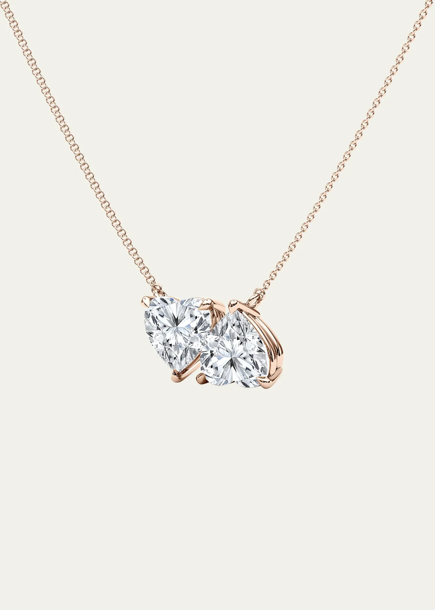 HauteCarat18K Heart Shape Lab Grown Diamond Twin Necklace