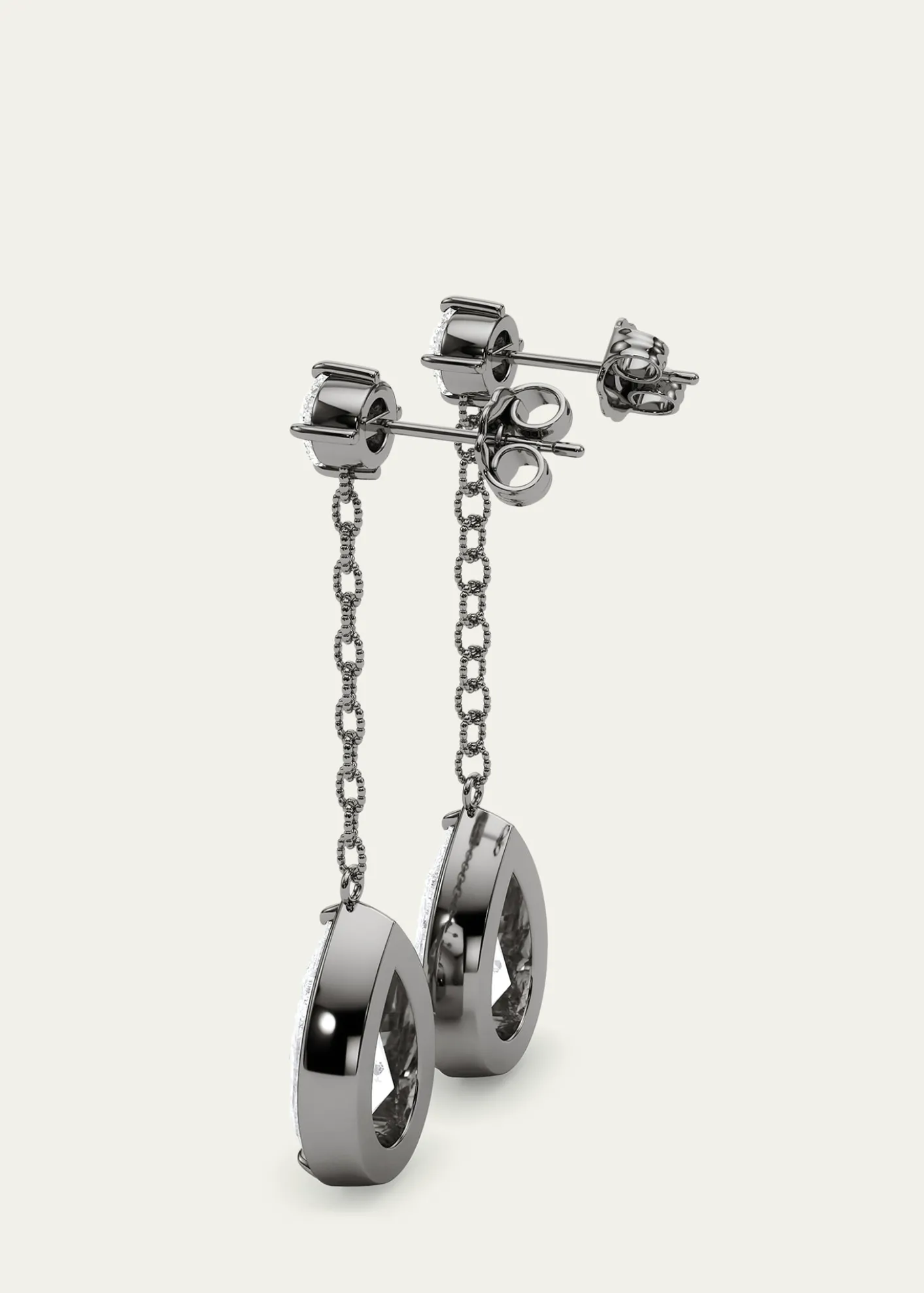 HauteCarat18K Link Chain Pear Lab Grown Diamond Drop Earrings