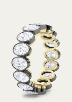 HauteCarat18K Oval Cut Bezel Lab Grown Diamond Eternity Band, 7.5tcw