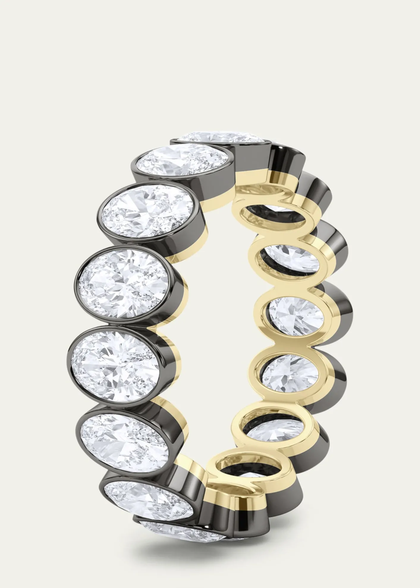 HauteCarat18K Oval Cut Bezel Lab Grown Diamond Eternity Band, 7.5tcw