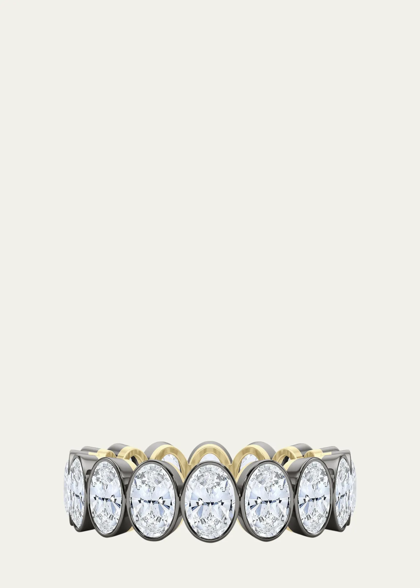 HauteCarat18K Oval Cut Bezel Lab Grown Diamond Eternity Band, 7.5tcw