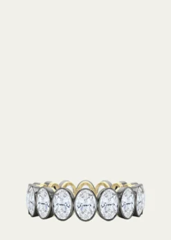 HauteCarat18K Oval Cut Bezel Lab Grown Diamond Eternity Band, 6.0tcw