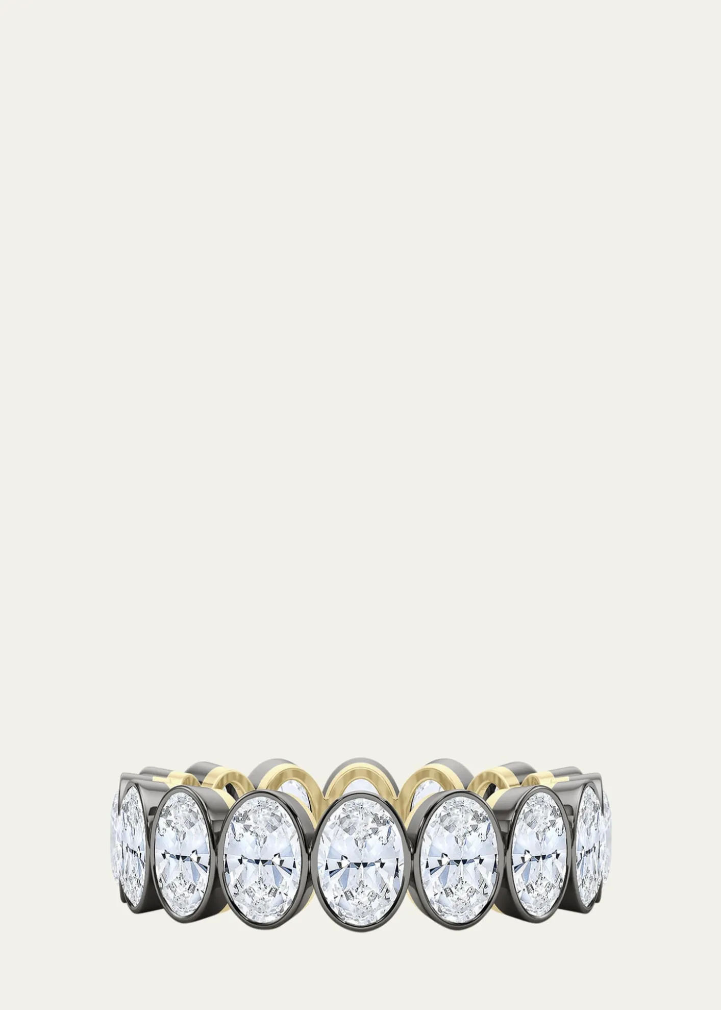 HauteCarat18K Oval Cut Bezel Lab Grown Diamond Eternity Band, 6.0tcw