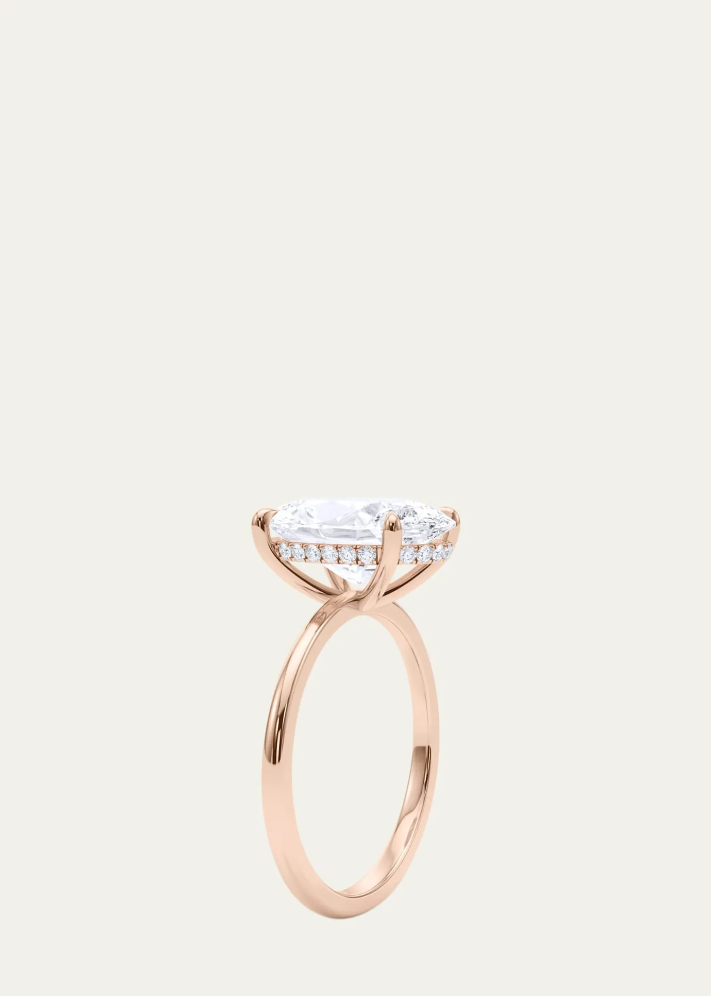 HauteCarat18K Oval Cut Hidden Halo Lab Grown Diamond Ring, 2.0tcw