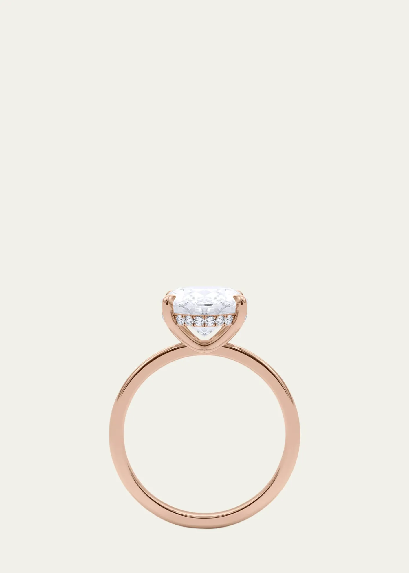 HauteCarat18K Oval Cut Hidden Halo Lab Grown Diamond Ring, 2.0tcw