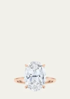 HauteCarat18K Oval Cut Hidden Halo Lab Grown Diamond Ring, 2.0tcw