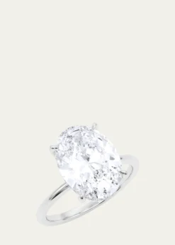 HauteCarat18K Oval Cut Hidden Halo Platinum Lab Grown Diamond Ring, 2.0tcw