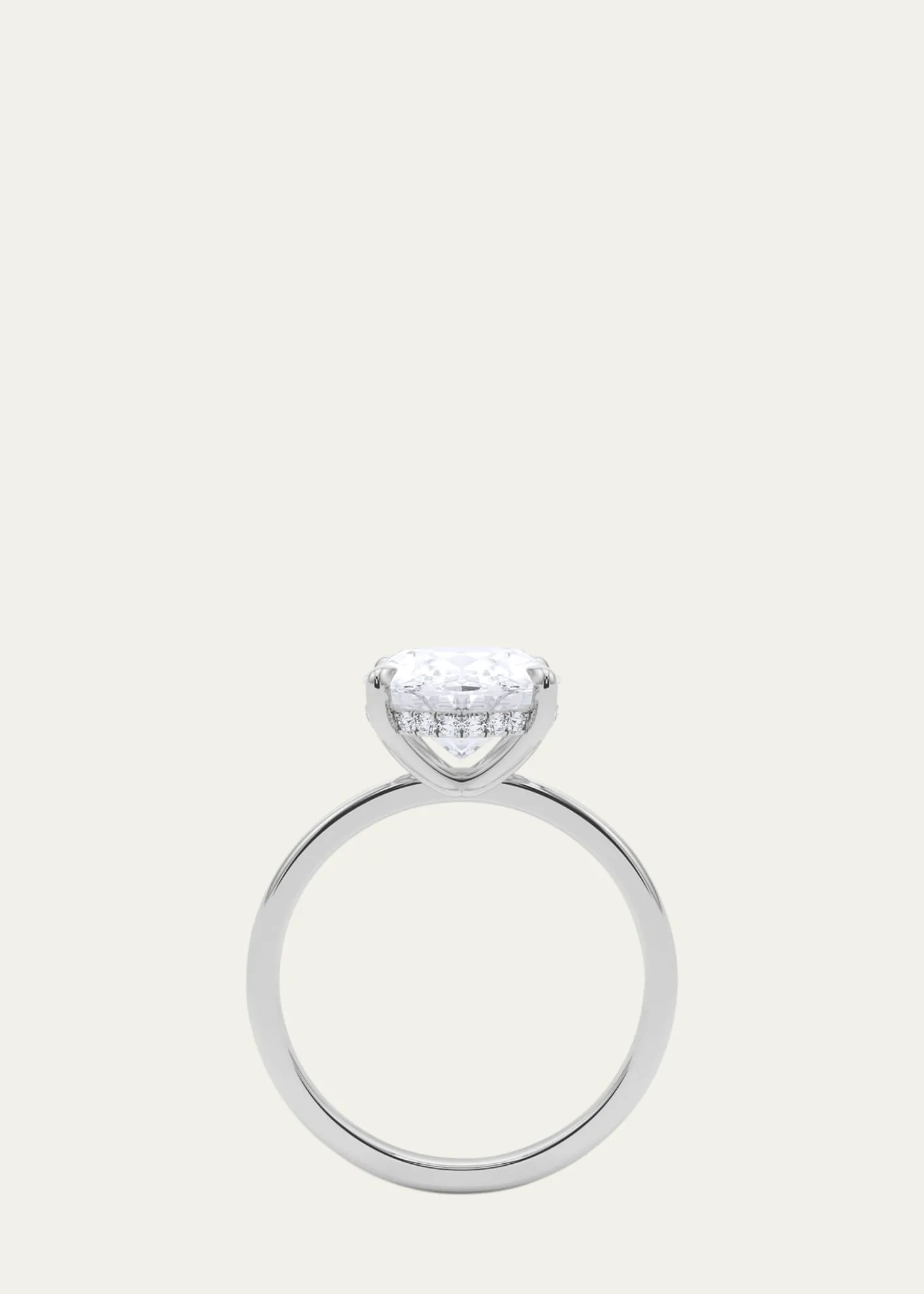 HauteCarat18K Oval Cut Hidden Halo Platinum Lab Grown Diamond Ring, 2.0tcw
