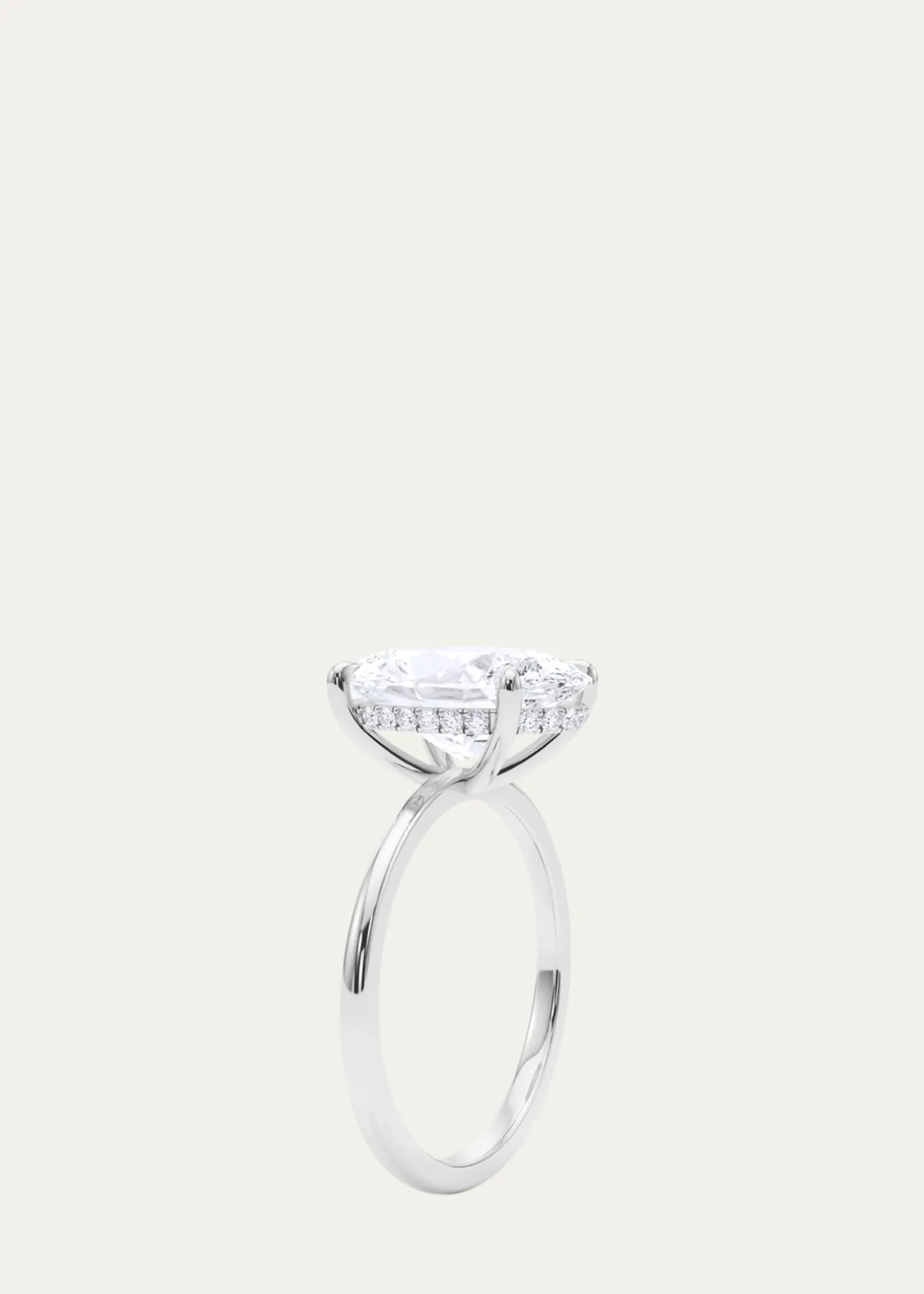 HauteCarat18K Oval Cut Hidden Halo Platinum Lab Grown Diamond Ring, 2.0tcw