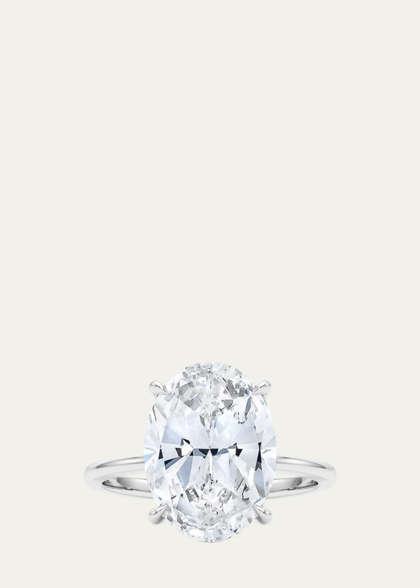 HauteCarat18K Oval Cut Hidden Halo Platinum Lab Grown Diamond Ring, 2.0tcw