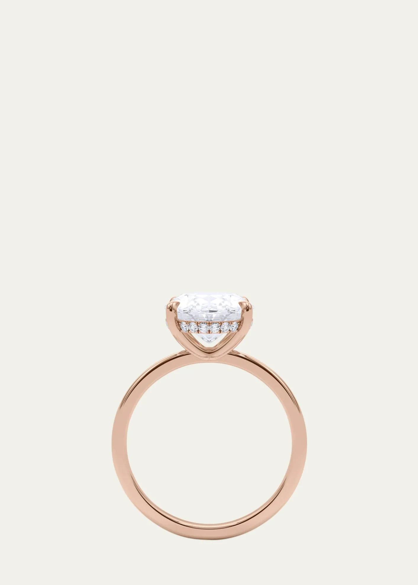 HauteCarat18K Oval Cut Hidden Halo Lab Grown Diamond Ring, 3.0tcw
