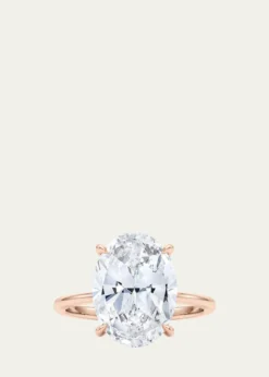 HauteCarat18K Oval Cut Hidden Halo Lab Grown Diamond Ring, 3.0tcw