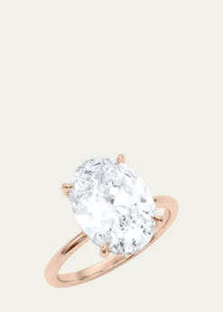 HauteCarat18K Oval Cut Hidden Halo Lab Grown Diamond Ring, 3.0tcw