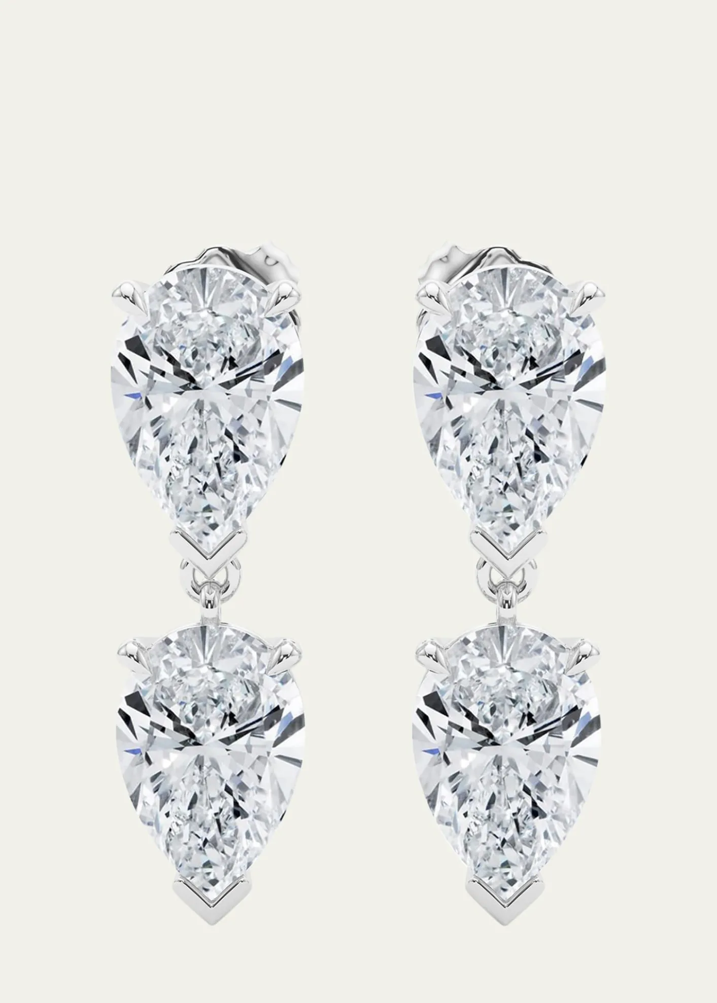 HauteCarat18K Pear Lab Grown Diamond Twin Earrings