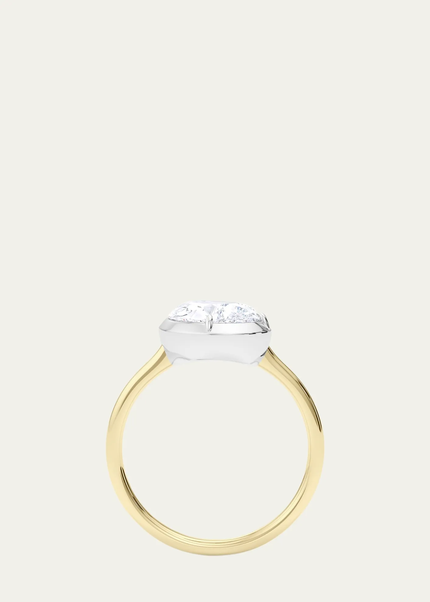 HauteCaratTwo Tone 18K Tilted Pear Lab Grown Diamond Ring, 2.0tcw