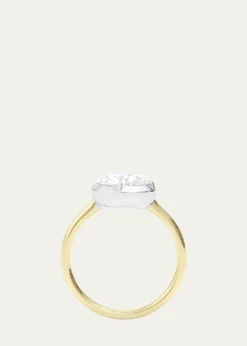 HauteCaratTwo Tone 18K Tilted Pear Lab Grown Diamond Ring, 3.0tcw
