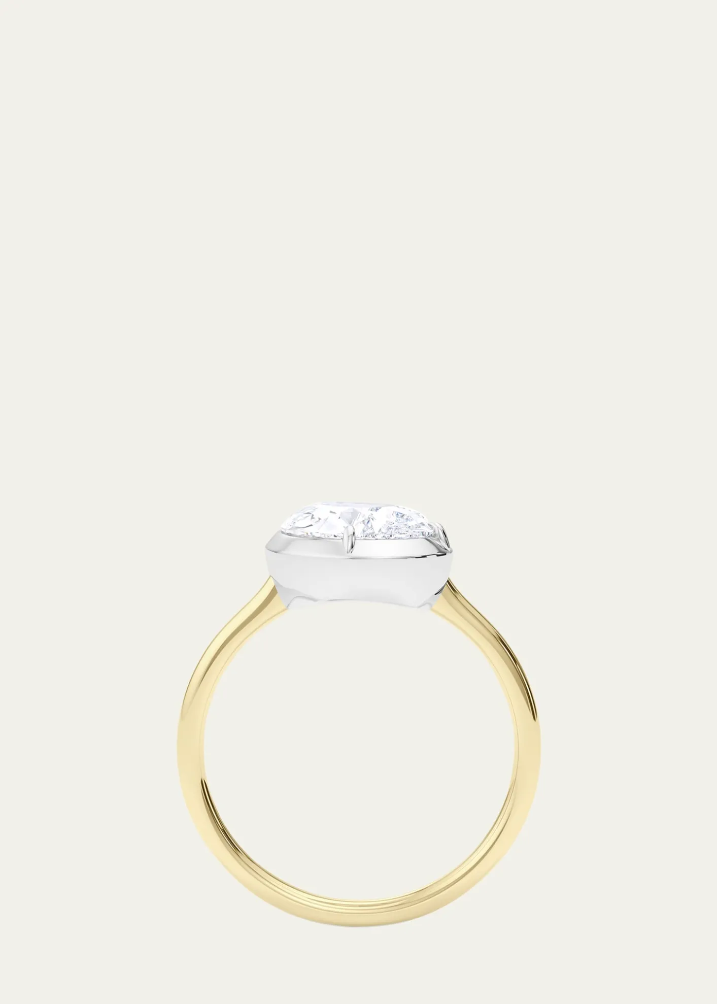 HauteCaratTwo Tone 18K Tilted Pear Lab Grown Diamond Ring, 3.0tcw