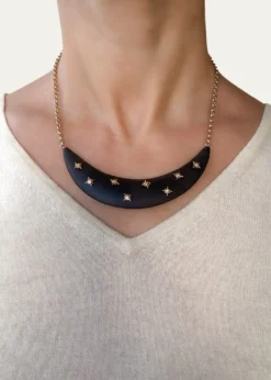 Haute VictoireCrescent Moon Ebony and Diamond Necklace