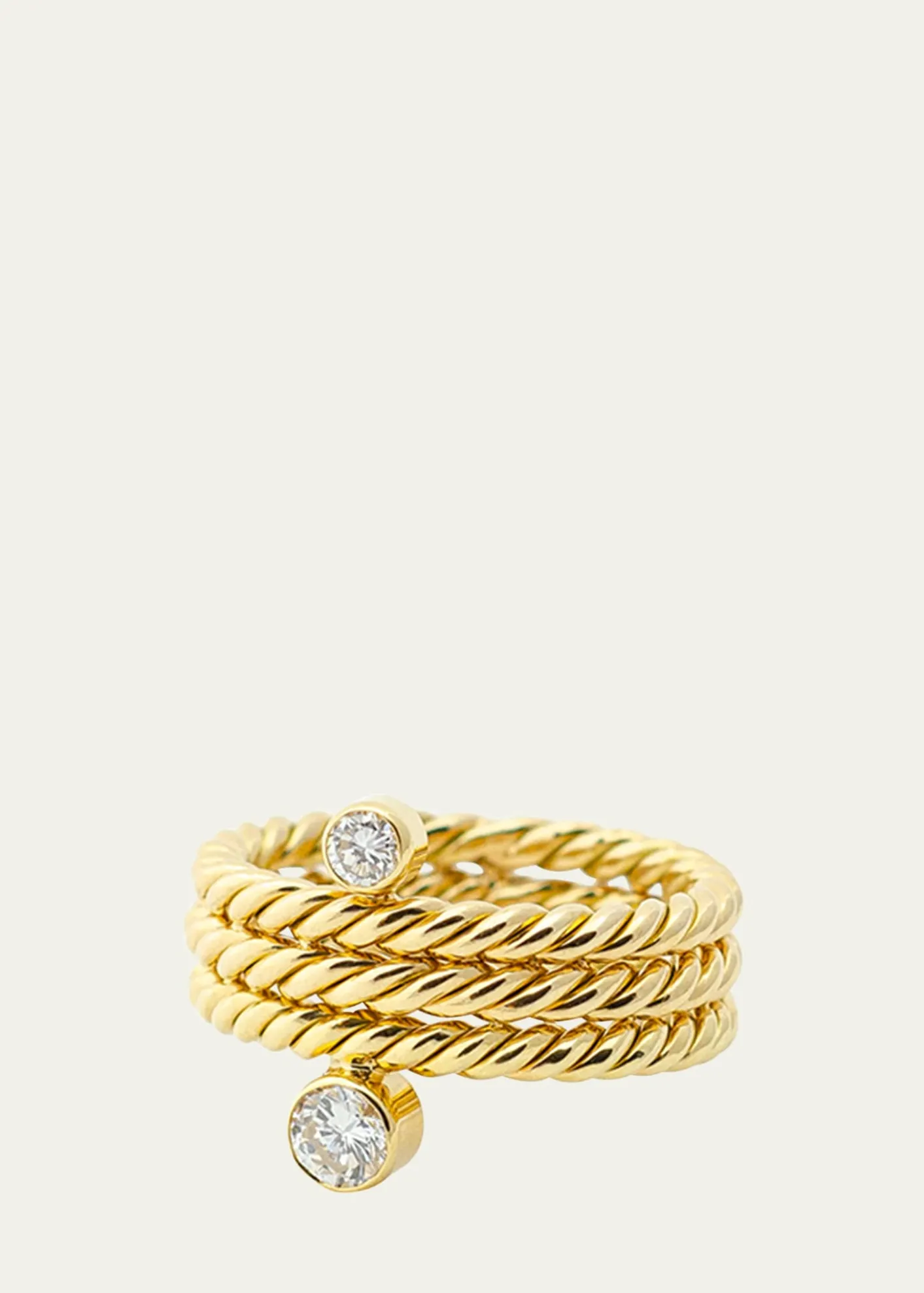 Haute VictoireHand Twisted 3 Row Diamond Ring, Size 6.5