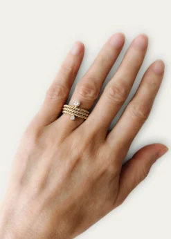 Haute VictoireHand Twisted 3 Row Diamond Ring, Size 6.5