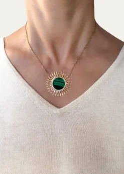 Haute Victoire18K Malachite and Diamond Solar Necklace