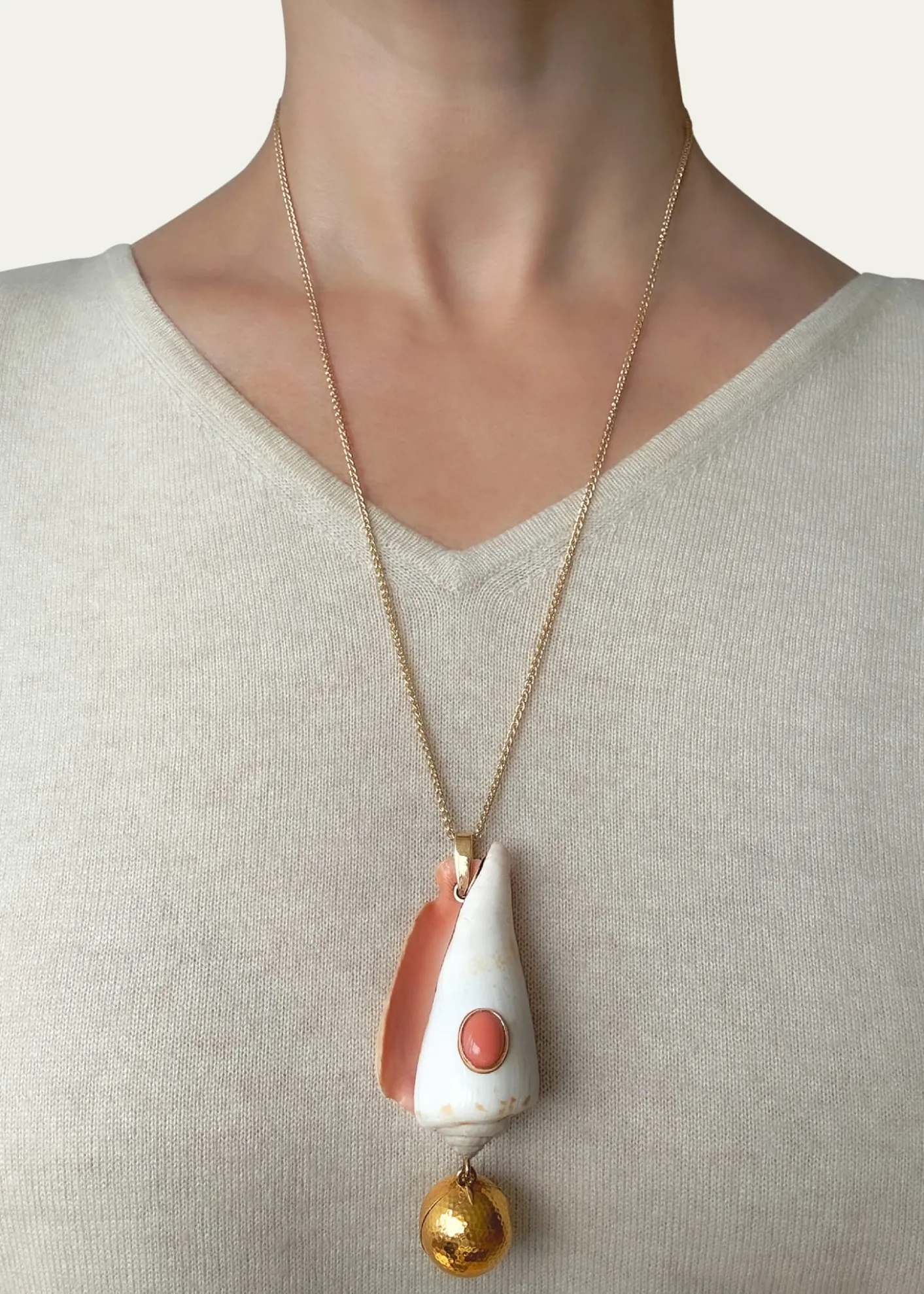 Haute Victoire14K Shell and Coral Keepsake Necklace