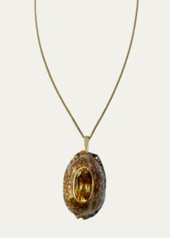 Haute Victoire14K Yellow Gold Shell and Citrine Necklace