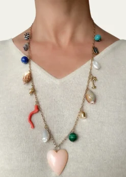Haute VictoireLes Charmantes Opal Heart Charm Necklace