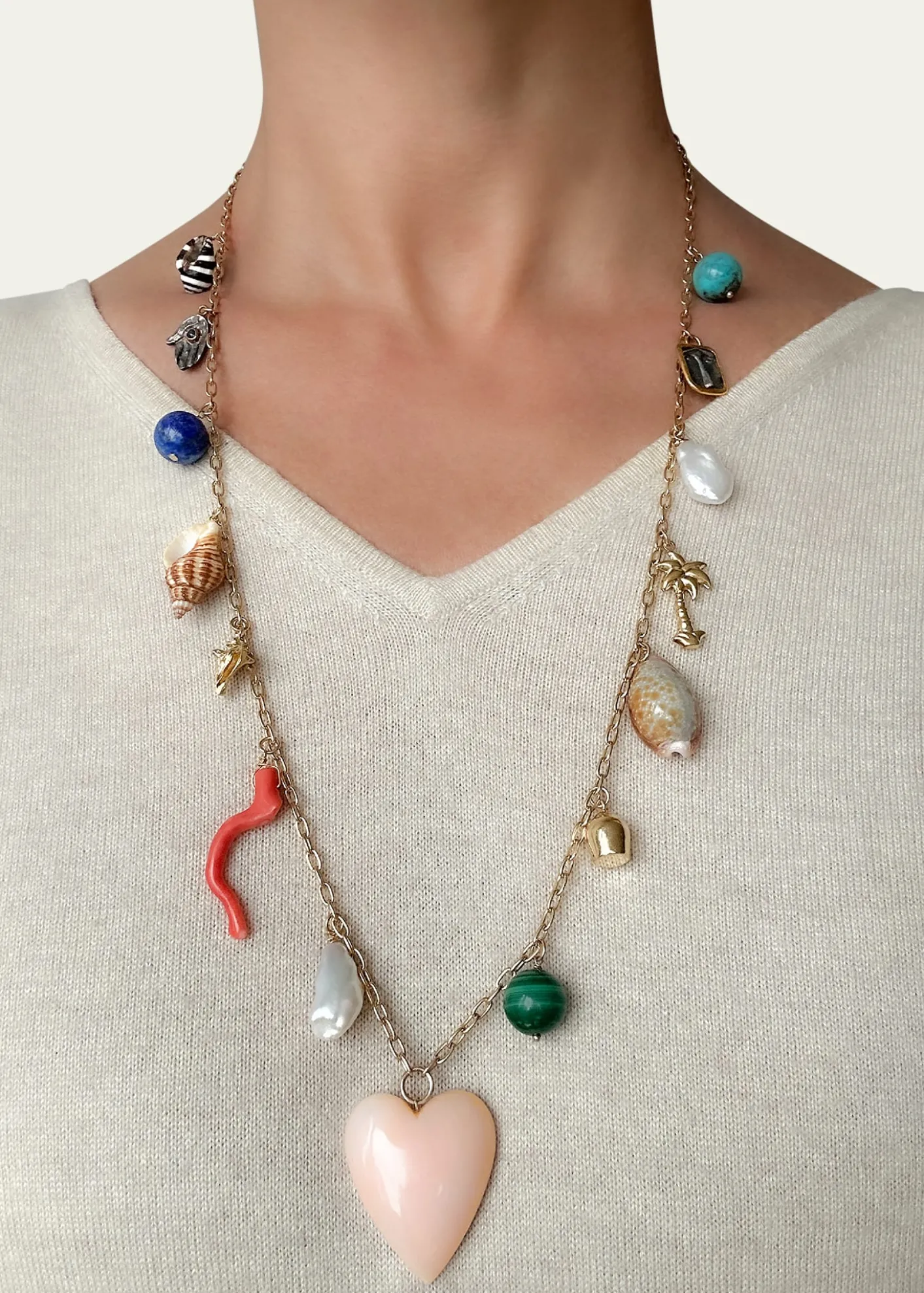 Haute VictoireLes Charmantes Opal Heart Charm Necklace