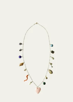 Haute VictoireLes Charmantes Opal Heart Charm Necklace