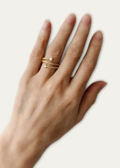Haute VictoireToi et Moi Hand-Twisted 18K Yellow Gold Diamond Ring, Size 7
