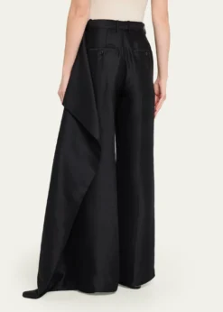 HeirlomeRickie Shantung Silk Asymmetric Wide-Leg Trousers