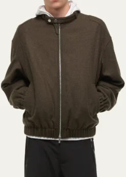 Helmut LangMen's Belted Wool-Blend Bomber Jacket