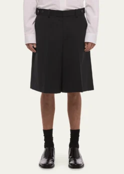 Helmut LangMen's HL001 Wool Waistband-Tab Shorts