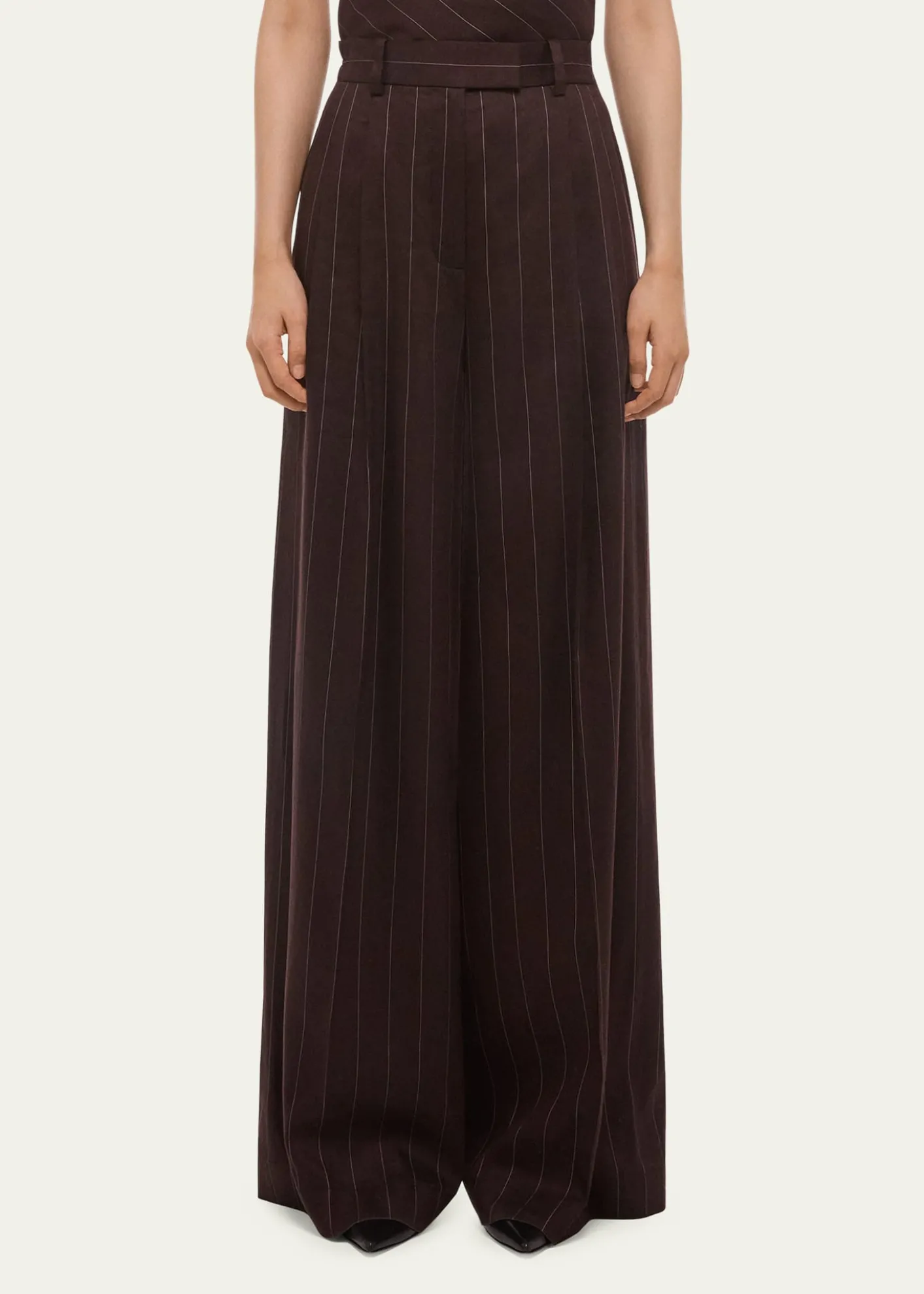 Helmut LangDouble-Pleated Wide-Leg Trousers